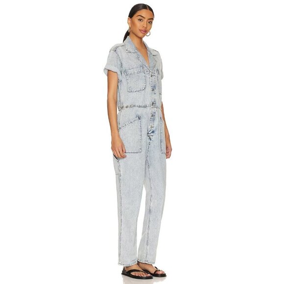 NWT Pistola Grover in Breeze Denim Jean Relaxed Field Suit Jumpsuit L - Picture 2 of 7